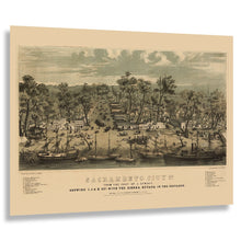 Load image into Gallery viewer, Digitally Restored and Enhanced 1850 Sacramento City California Print - Gold Rush Boomtown Sierra Nevada Waterfront View - Forty Niners - Archival Print