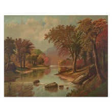 Load image into Gallery viewer, Digitally Restored and Enhanced 1880 Autumn on the Wissahickon Print - Philadelphia Fall Fishing Creek Gilded Age Landscape - Fairmount - Archival Print