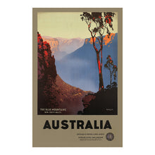 Cargar imagen en el visor de la galería, Digitally Restored and Enhanced 1930 Blue Mountains New South Wales Australia Travel Poster - Golden Age Tourism Art - Vintage Mountain Landscape Print