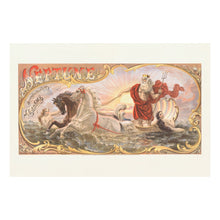 Load image into Gallery viewer, Digitally Restored and Enhanced 1866 Neptune Tobacco Label Print - Victorian Mythology Seahorses Nymphs Gilded Age Art - Trade Card - Archival Print