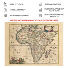 Cargar imagen en el visor de la galería, Digitally Restored and Enhanced 1689 Dutch Map of Africa Print - Amsterdam Golden Age Mountains of the Moon Nile Source - Baroque Era - Archival Print