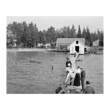 Cargar imagen en el visor de la galería, Digitally Restored and Enhanced 1906 Walloon Lake Bath House Print - Michigan Resort Pier Summer Vacation Edwardian - Great Lakes Era - Archival Print