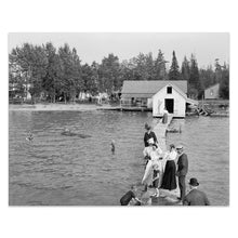 Cargar imagen en el visor de la galería, Digitally Restored and Enhanced 1906 Walloon Lake Bath House Print - Michigan Resort Pier Summer Vacation Edwardian - Great Lakes Era - Archival Print