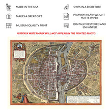 Load image into Gallery viewer, Digitally Restored and Enhanced 1572 Paris France Bird's Eye City Map - Renaissance Lutetia Plan - Historic Seine River Cartography - Museum-Quality Print