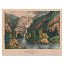 Cargar imagen en el visor de la galería, Digitally Restored and Enhanced 1856 Yosemite Falls California Print - Currier Ives Sierra Nevada Waterfall Landscape - Antebellum West - Archival Print