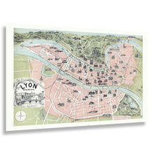 Load image into Gallery viewer, Digitally Restored and Enhanced 1894 Lyon France Monumental City Map - Belle Epoque Cartography - Rhone and Saone Confluence - Museum-Quality Print