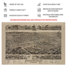 Cargar imagen en el visor de la galería, Digitally Restored and Enhanced 1885 Birmingham Alabama Print - Norris Wellge Magic City Iron Steel Industry Birds Eye - Gilded Age - Archival Print