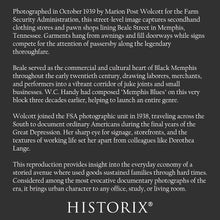 Cargar imagen en el visor de la galería, Digitally Restored and Enhanced 1939 Beale Street Memphis Tennessee Photo - Wolcott FSA Secondhand Clothing Store Pawn Shop - Depression Era - Archival Print