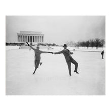 Load image into Gallery viewer, Digitally Restored and Enhanced 1930 Ice Skating Lincoln Memorial Print - Washington DC Reflecting Pool Winter Scene - National Mall - Archival Print
