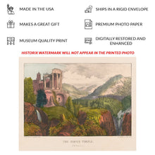 Cargar imagen en el visor de la galería, Digitally Restored and Enhanced 1856 The Sibyls Temple Print - Currier Ives Tivoli Italy Roman Ruins Classical Landscape - Antiquity - Archival Print