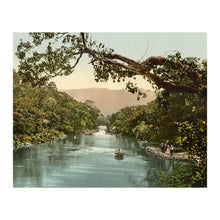 Cargar imagen en el visor de la galería, Digitally Restored and Enhanced 1890 Meeting of the Waters Killarney Ireland Print - Photochrom County Kerry Muckross Lake - Victorian Era - Archival Print