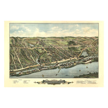 Cargar imagen en el visor de la galería, Digitally Restored and Enhanced 1877 Birds Eye View Windsor Locks Connecticut Print - Bailey Connecticut River Canal Mill - Gilded Age - Archival Print
