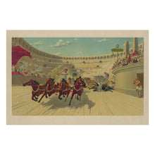 Load image into Gallery viewer, Digitally Restored and Enhanced 1880 Ben Hur Chariot Race Print - Gilded Age Literary Art Roman Antiquity Circus - Victorian Drama - Archival Print