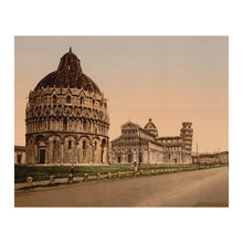 Cargar imagen en el visor de la galería, Digitally Restored and Enhanced 1890 Pisa Cathedral Square Italy Print - Photochrom Leaning Tower Piazza dei Miracoli Tuscany - Victorian Era - Archival Print