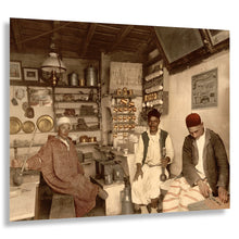 Load image into Gallery viewer, Digitally Restored and Enhanced 1899 Moorish Coffee House Print - Algiers Algeria North Africa Traditional Gathering - Victorian Travel - Archival Print