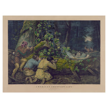 Cargar imagen en el visor de la galería, Digitally Restored and Enhanced 1862 American Frontier Life Hunters Stratagem Print - Currier Ives Western Wilderness - Civil War Era - Archival Print