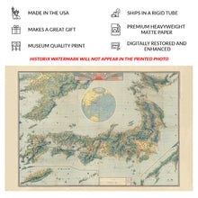 Load image into Gallery viewer, Digitally Restored and Enhanced 1918 Topographic Map of Japan Print - Taisho Era Empire Archipelago Mountains Relief Survey - WWI Era - Archival Print