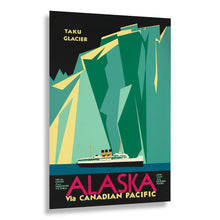 Cargar imagen en el visor de la galería, Digitally Restored and Enhanced 1910 Alaska Taku Glacier Steamship Travel Poster - Golden Age Ocean Liner Voyage - Juneau Inside Passage Cruise Tourism Art