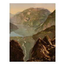 Load image into Gallery viewer, Digitally Restored and Enhanced 1890 Geiranger Fjord Norway Print - Scandinavian Landscape Merok Mountain Vista - Grand Tour Europe - Archival Print