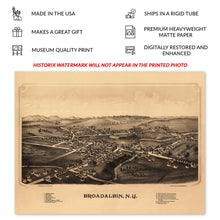 Cargar imagen en el visor de la galería, Digitally Restored and Enhanced 1880 Broadalbin New York Map Poster - Vintage Bird's Eye View Map of Broadalbin Town New York Wall Art Print