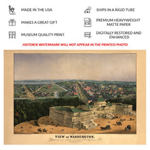 Cargar imagen en el visor de la galería, Digitally Restored and Enhanced 1852 Washington DC Bird's Eye View Map - Antebellum Capital City Panorama - Potomac River Cartography - Museum-Quality Print