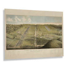 Cargar imagen en el visor de la galería, Digitally Restored and Enhanced 1865 Camp Dennison Map Print - Vintage Bird's Eye View Map of Camp Dennison Northeast of Cincinnati Ohio Wall Art Poster