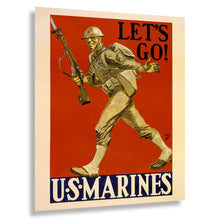 Cargar imagen en el visor de la galería, Digitally Restored and Enhanced 1941 Lets Go US Marines Poster Print - WWII Recruitment Military Pearl Harbor Era Art - Home Front - Archival Print