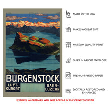 Cargar imagen en el visor de la galería, Digitally Restored and Enhanced 1925 Lake Lucerne Switzerland Travel Poster - Mountain Funicular Railway View - Early Twentieth Century Tourism Art - Central Swiss Lakes