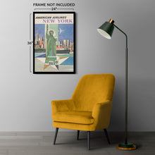 Load image into Gallery viewer, Digitally Restored and Enhanced 1964 American Airlines New York Travel Poster - Statue of Liberty - Mid-Century Jet Age Aviation - Archival Print