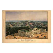 Cargar imagen en el visor de la galería, Digitally Restored and Enhanced 1852 Washington DC Bird's Eye View Map - Antebellum Capital City Panorama - Potomac River Cartography - Museum-Quality Print