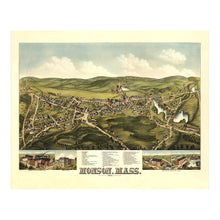 Load image into Gallery viewer, Digitally Restored and Enhanced 1879 Birds Eye View Monson Massachusetts Print - Bailey Hampden County Granite Quarry Academy - Gilded Age - Archival Print