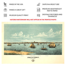 Load image into Gallery viewer, Digitally Restored and Enhanced 1877 Birds Eye View Provincetown Massachusetts Print - Rogers Cape Cod Harbor Fishing Port - Gilded Age - Archival Print