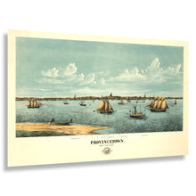 Load image into Gallery viewer, Digitally Restored and Enhanced 1877 Birds Eye View Provincetown Massachusetts Print - Rogers Cape Cod Harbor Fishing Port - Gilded Age - Archival Print