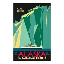 Cargar imagen en el visor de la galería, Digitally Restored and Enhanced 1910 Alaska Taku Glacier Steamship Travel Poster - Golden Age Ocean Liner Voyage - Juneau Inside Passage Cruise Tourism Art