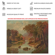 Load image into Gallery viewer, Digitally Restored and Enhanced 1880 Autumn on the Wissahickon Print - Philadelphia Fall Fishing Creek Gilded Age Landscape - Fairmount - Archival Print