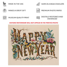 Load image into Gallery viewer, Digitally Restored and Enhanced 1876 Happy New Year Print - Currier and Ives Gilded Age Holiday Celebration Art - Festive Tradition - Archival Print