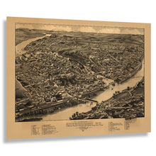Cargar imagen en el visor de la galería, Digitally Restored and Enhanced 1881 Birds Eye View Sherbrooke Quebec Print - Eastern Townships Magog River Mill Town - Victorian Era - Archival Print