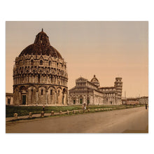 Cargar imagen en el visor de la galería, Digitally Restored and Enhanced 1890 Pisa Cathedral Square Italy Print - Photochrom Leaning Tower Piazza dei Miracoli Tuscany - Victorian Era - Archival Print