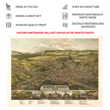 Load image into Gallery viewer, Digitally Restored and Enhanced 1881 Birds Eye View North Adams Massachusetts Print - Rowley Berkshire Hills Hoosac Tunnel - Gilded Age - Archival Print