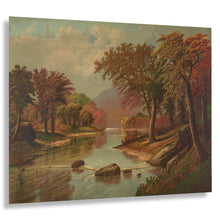 Load image into Gallery viewer, Digitally Restored and Enhanced 1880 Autumn on the Wissahickon Print - Philadelphia Fall Fishing Creek Gilded Age Landscape - Fairmount - Archival Print