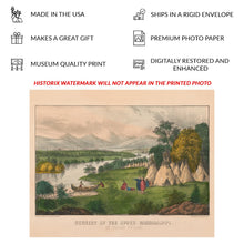 Load image into Gallery viewer, Digitally Restored and Enhanced 1856 Upper Mississippi Indian Village Print - Currier Ives River Landscape Native American - Antebellum - Archival Print