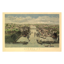 Load image into Gallery viewer, Digitally Restored and Enhanced 1855 Birds Eye View Oswego New York Print - Lake Ontario Harbor Great Lakes Port Panorama - Antebellum - Archival Print