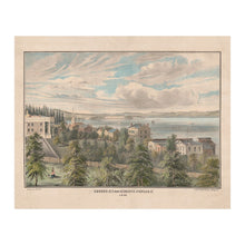 Load image into Gallery viewer, Digitally Restored and Enhanced 1848 Aurora New York Print - Cayuga Lake Finger Lakes Village Antebellum Waterfront View - Pioneer Era - Archival Print