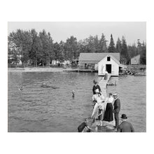 Cargar imagen en el visor de la galería, Digitally Restored and Enhanced 1906 Walloon Lake Bath House Print - Michigan Resort Pier Summer Vacation Edwardian - Great Lakes Era - Archival Print