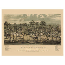 Load image into Gallery viewer, Digitally Restored and Enhanced 1850 Sacramento City California Print - Gold Rush Boomtown Sierra Nevada Waterfront View - Forty Niners - Archival Print