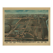 Load image into Gallery viewer, Digitally Restored and Enhanced 1878 Great Union Stock Yards Chicago Print - Rascher Meatpacking Industry Cattle Panorama - Gilded Age - Archival Print