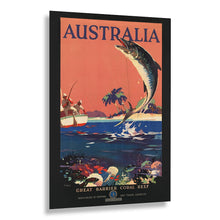 Cargar imagen en el visor de la galería, Digitally Restored and Enhanced 1930 Great Barrier Reef Game Fishing Travel Poster - Queensland Australia Coral Sea - Vintage Angling and Marine Wildlife Art