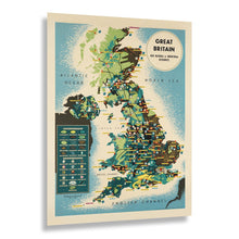 Cargar imagen en el visor de la galería, Digitally Restored and Enhanced 1939 Map Great Britain Resources Print - British Information Services WWII Pictorial Industry - World War II - Archival Print