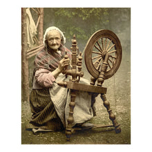 Load image into Gallery viewer, Digitally Restored and Enhanced 1890 Irish Spinner Spinning Wheel Print - County Galway Ireland Traditional Craft - Victorian Rural - Archival Print