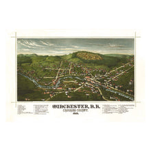 Load image into Gallery viewer, Digitally Restored and Enhanced 1887 Birds Eye View Winchester New Hampshire Print - Norris Ashuelot River Cheshire County - Victorian Era - Archival Print